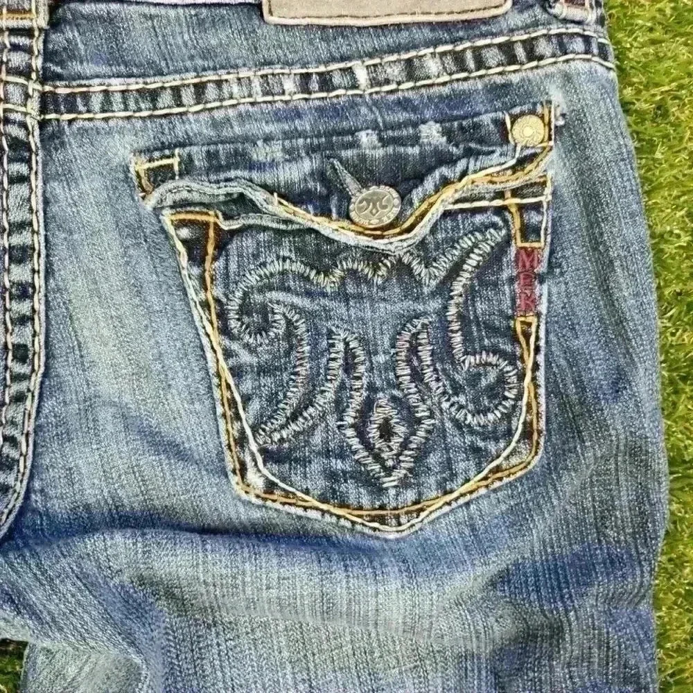 MEK DENIM USA Mykonos Distressed Blue Straight Leg Denim Short 30w - Picture 11 of 11